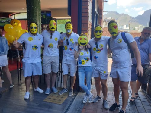 Crowd of Cape Town 7's rugby fans warming up at Vasco Da Gama Taverna before heading to the stadium