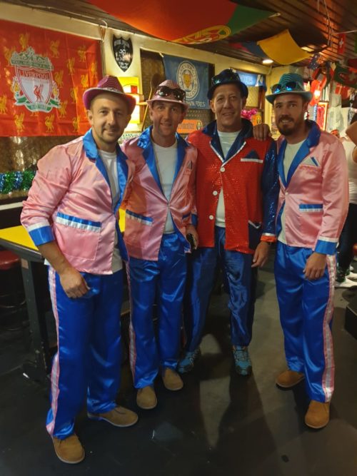 Fans in fancy dress enjoying pre-match drinks at Vasco's during the Cape Town 7's